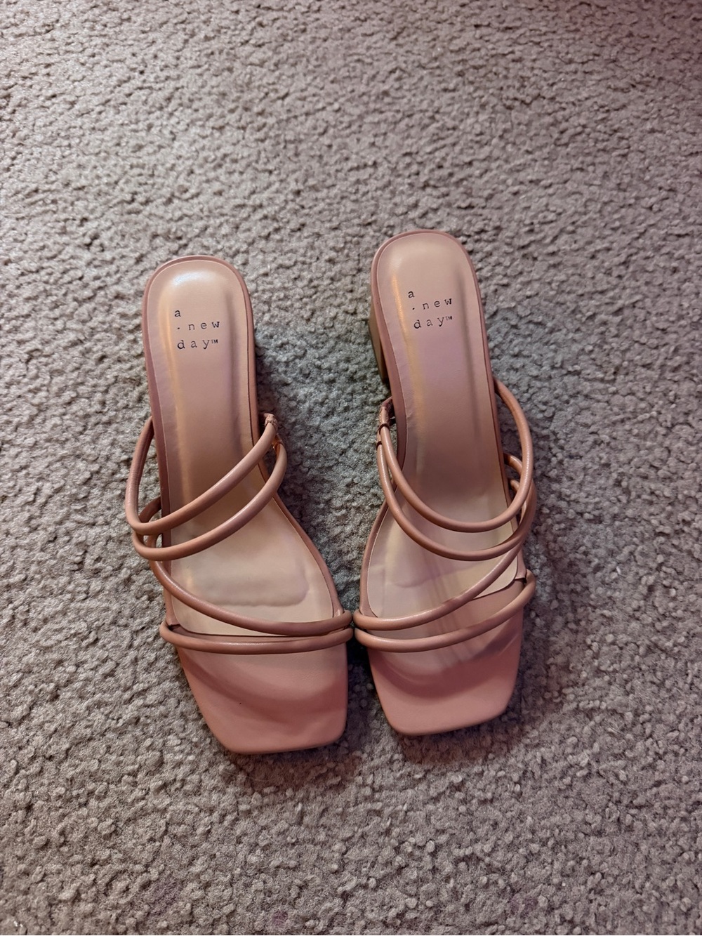 A New Day nude Scrappy Square-Toe Heeled Sandals